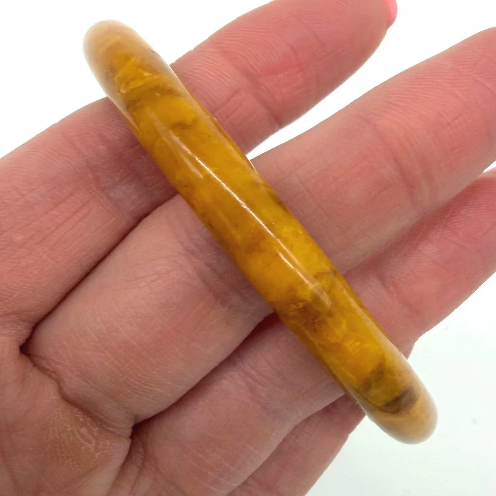 Vintage Butterscotch Marbleized Bakelite Bangle Bracelet Tested